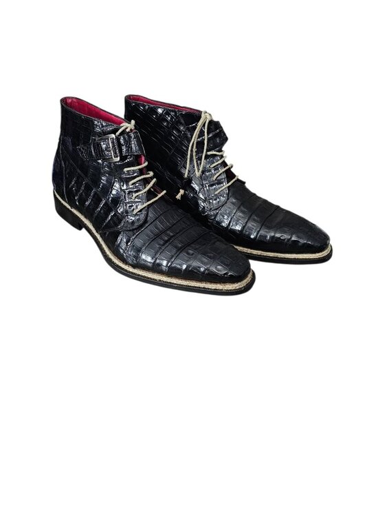 Mezlan Men\'s Genuine Crocodile Buckle Lace Up Luxury Dress Boot in Black 11.5 main image 12